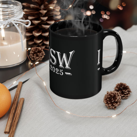 Black Coffee Mug, LMSW Mug, Personalized Gift, Inspirational Drinkware, Office Mug, Stylish Kitchen Decor