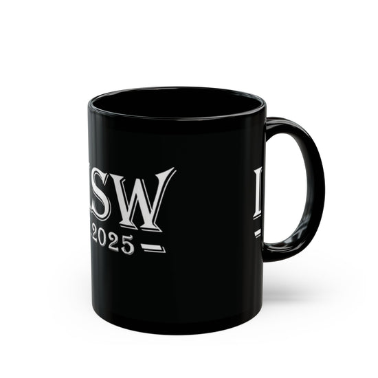 Black Coffee Mug, LMSW Mug, Personalized Gift, Inspirational Drinkware, Office Mug, Stylish Kitchen Decor